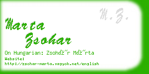 marta zsohar business card